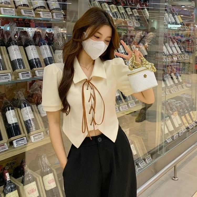 預購-2234氣質系繩短袖襯衫（有大尺碼）