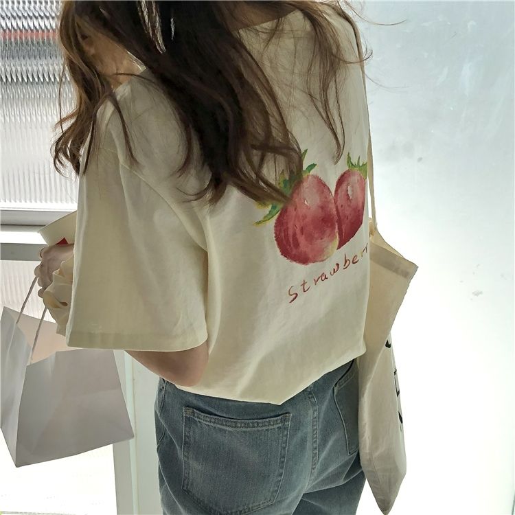 預購-2236簡約可愛の水果印花上衣-Strawberry