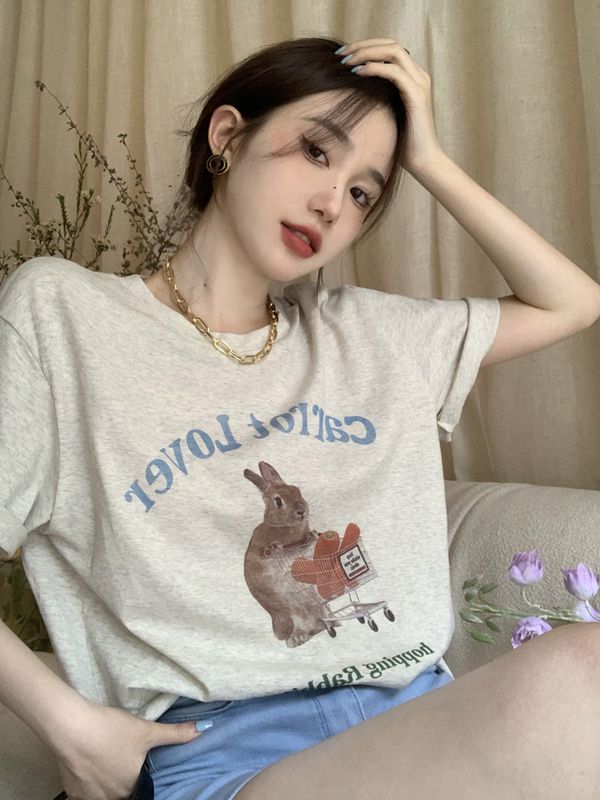 預購-2237復古卡通寬鬆圓領短袖上衣