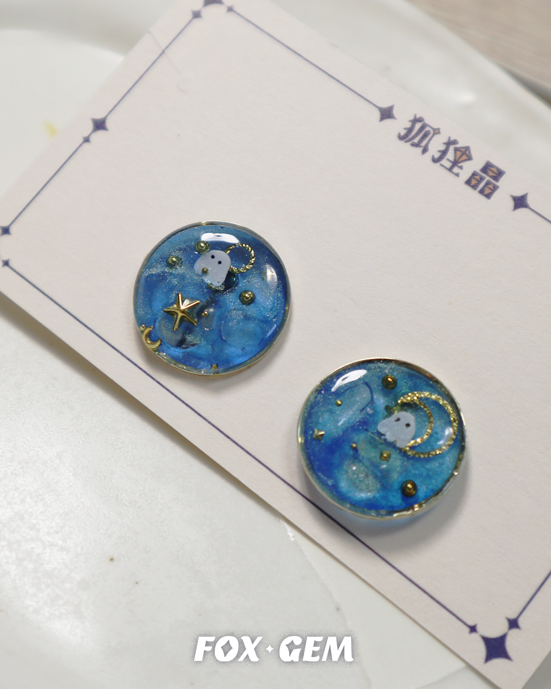 ✨手繪小晶靈耳夾