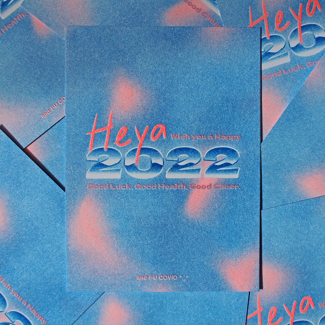 Heya 2022！新年快樂！孔版印刷卡片