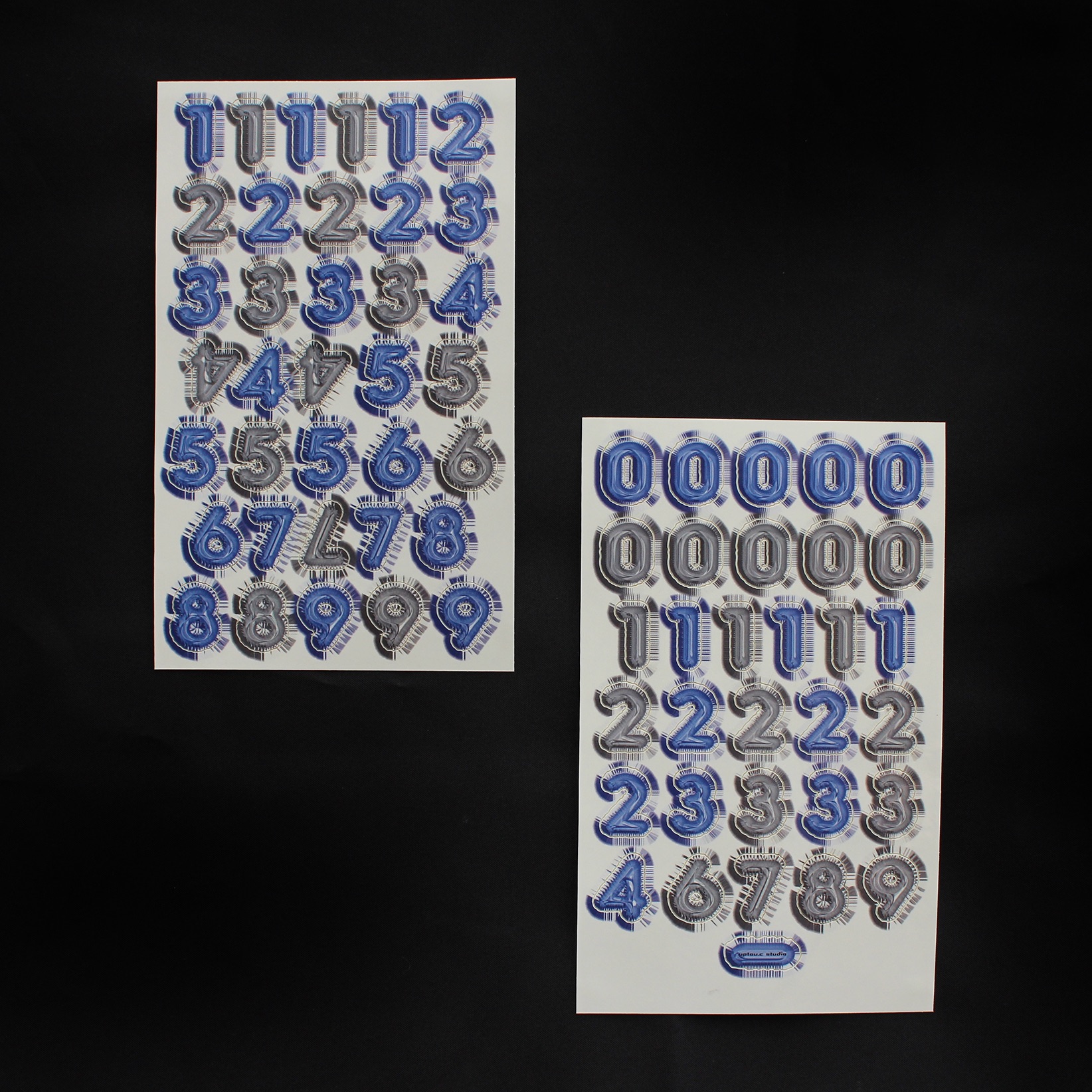 Foil Balloon effect 氣球數字 刀模貼紙（2入）合成紙／亮膜