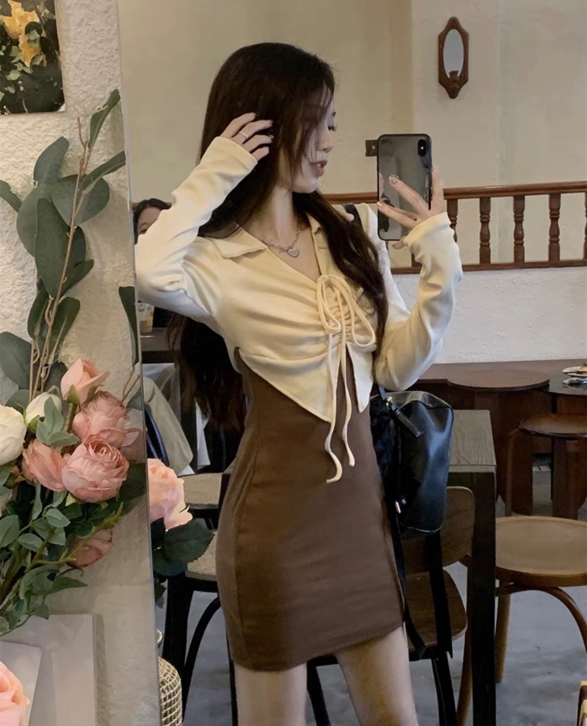 （現貨出清）假兩件連身裙