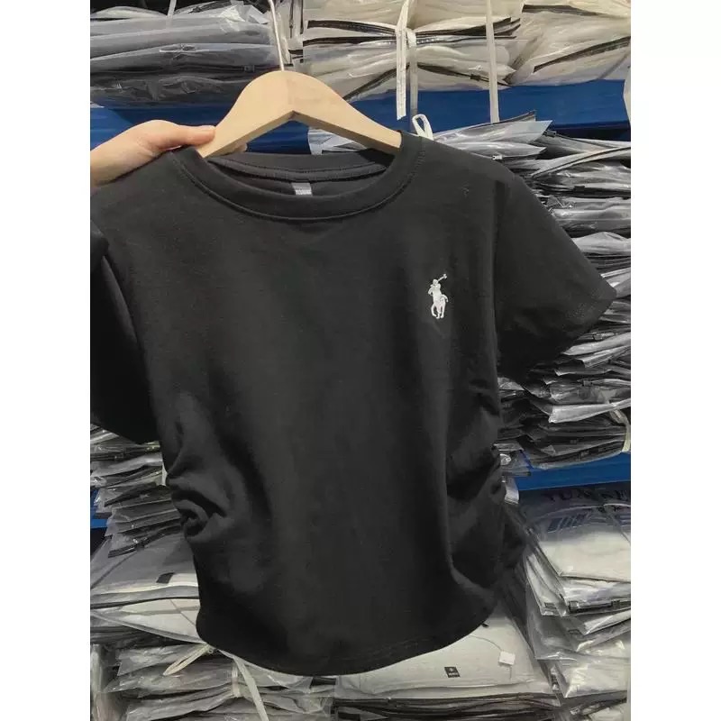 （現貨出清）小馬刺繡側抓皺短T