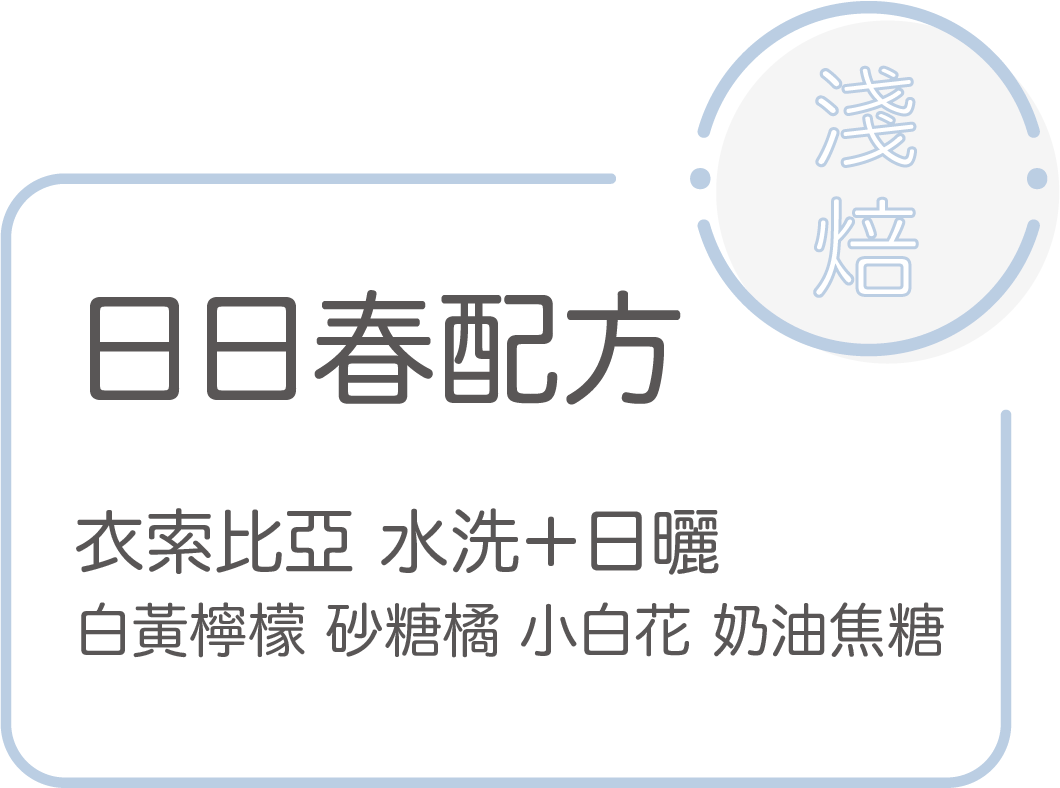 淺焙：【 日日春 】淺焙配方 （衣索比亞水洗＋日曬）