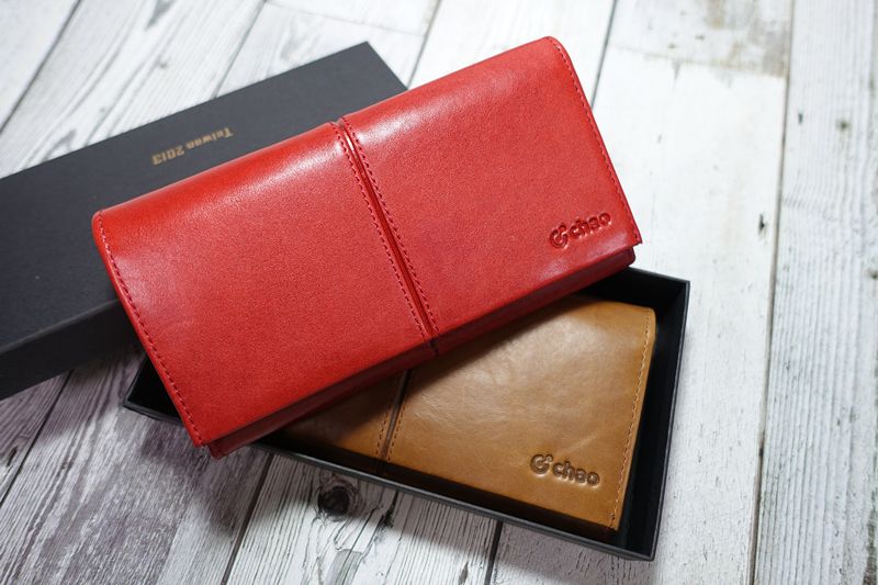 Chao Taiwan - 兩折式真牛皮女士錢包 100% leather women long wallet
