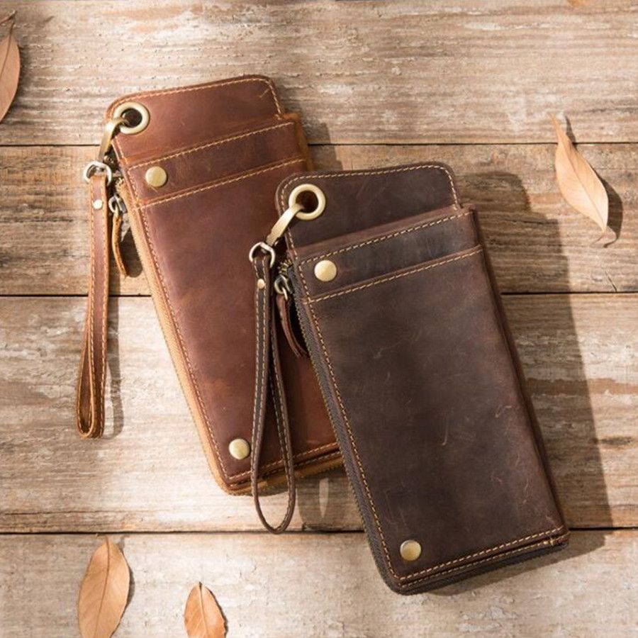 手掛式復古真皮皮夾 手機包 / 2色