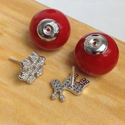 香港正生銀飾 大紅珠聖誕風耳環（麋鹿＆雪花） 耳針【現貨】
