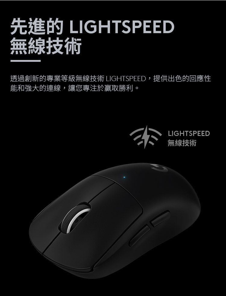 Logitech 羅技PRO X SUPERLIGHT 無線輕量化電競滑鼠-黑