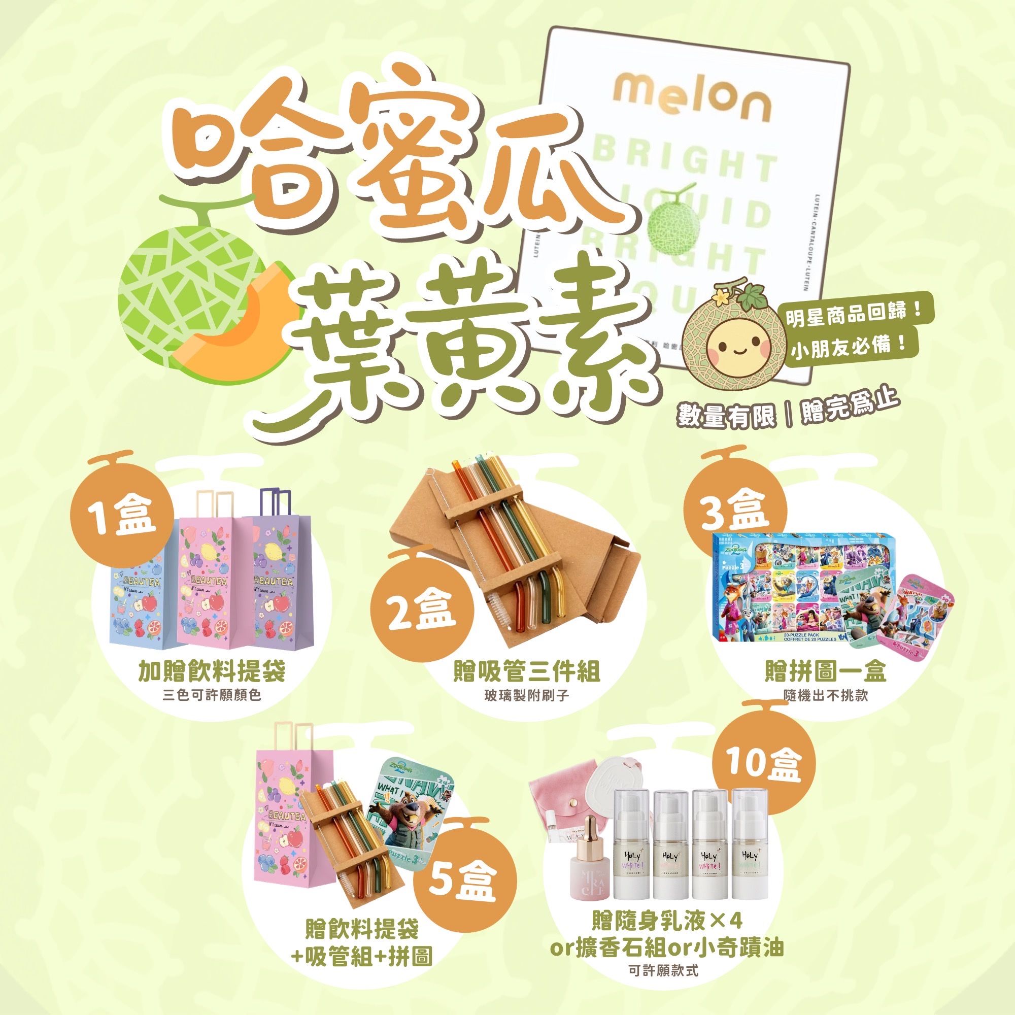 專利游離型葉黃素-哈蜜瓜口味（買5盒送1盒/買10盒送2盒）