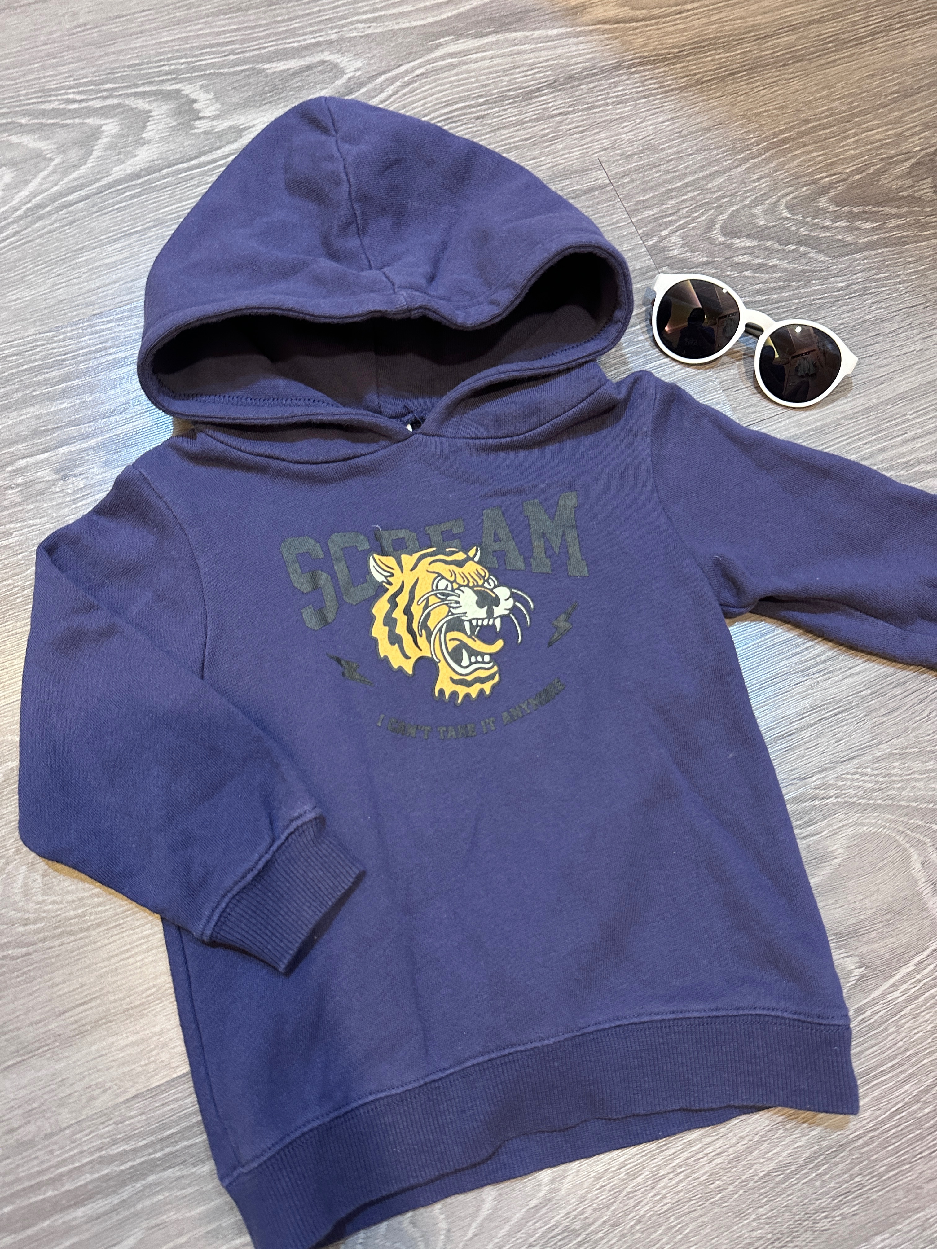 日牌童裝 devirock   經典老虎紫色帽t 100公分