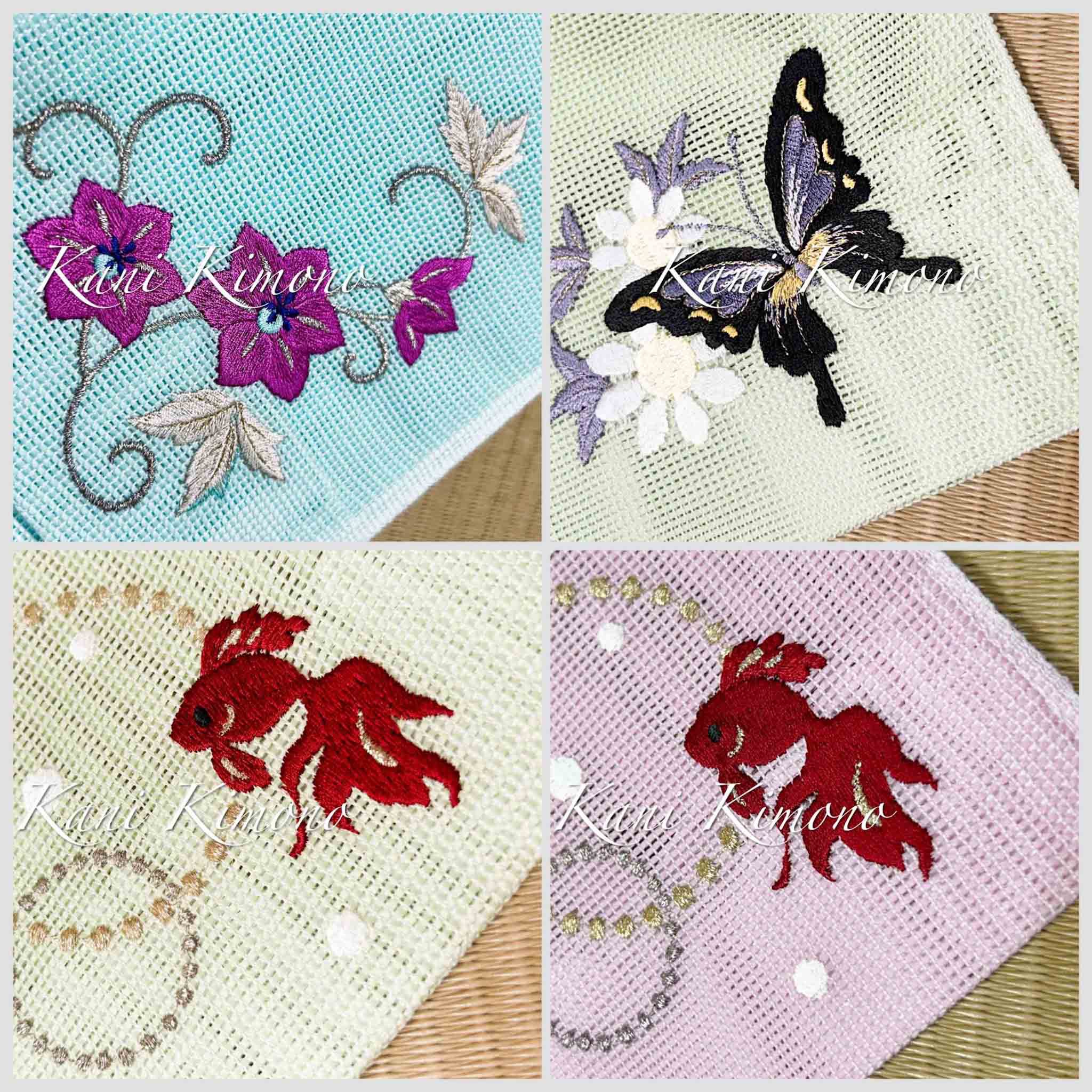 新品夏用半幅帶小袋帶 刺繡 化纖