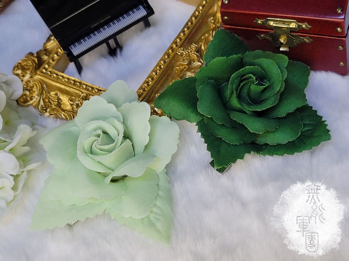 cici家綠色玫瑰胸針髮夾