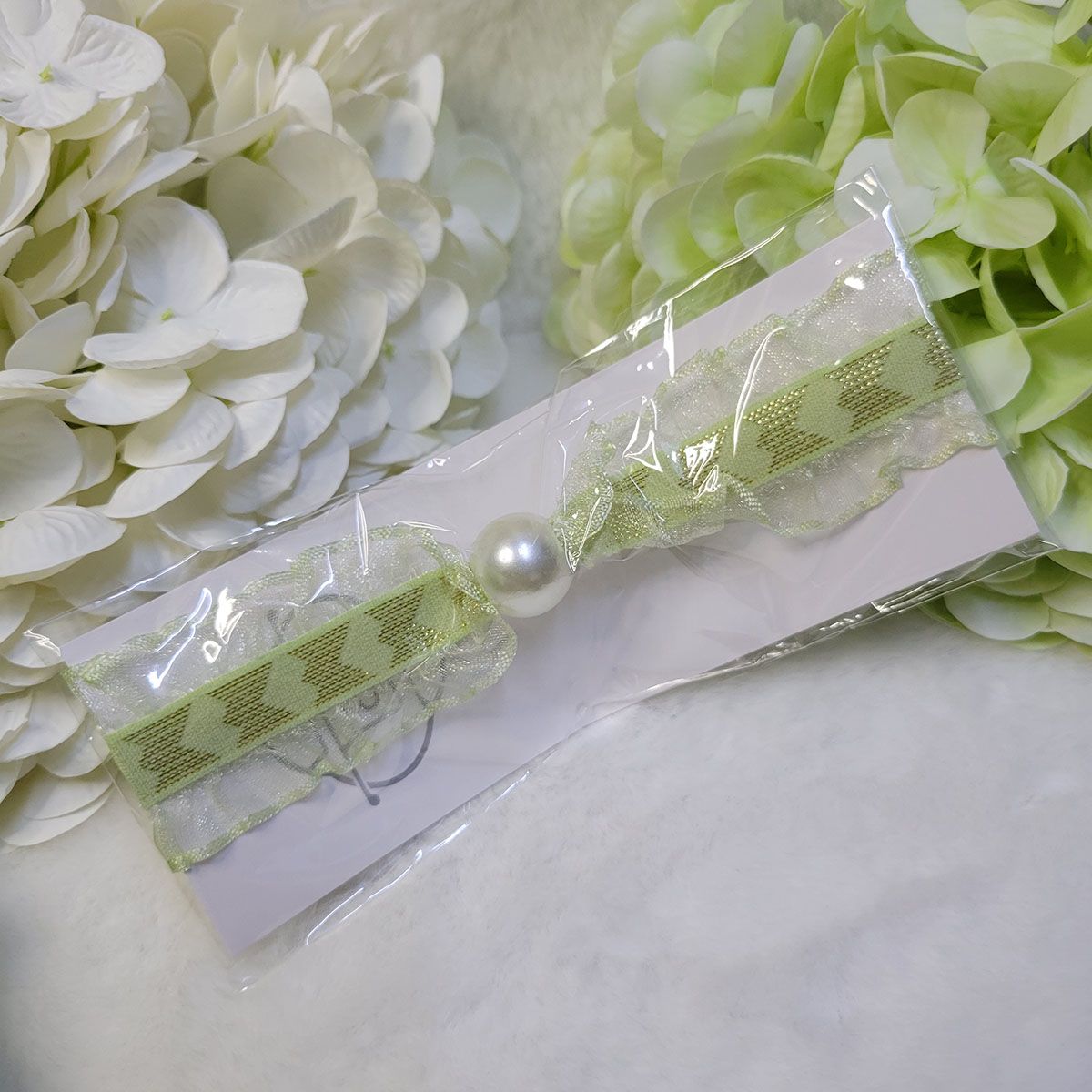 淺綠蕾絲髮圈手環