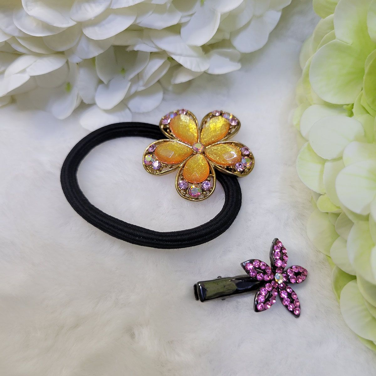 彩鑽髮圈和髮夾