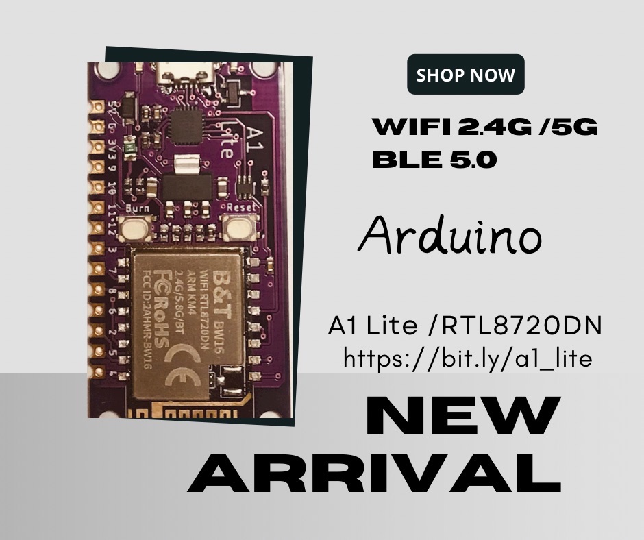 Arduino A1 Lite 開發板 （Realtek RTL8720DN / BW16 Module）