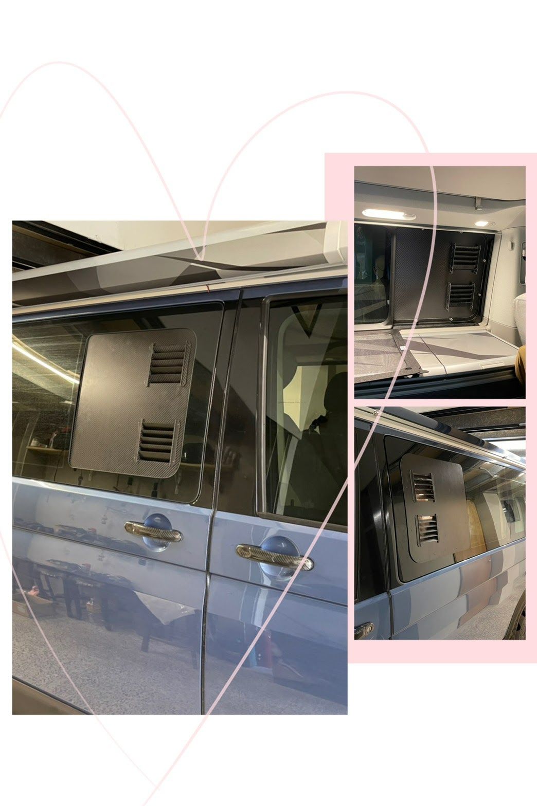 美美的碳纖維車用百葉窗~~T6.得利卡中窗定制+2個排風扇