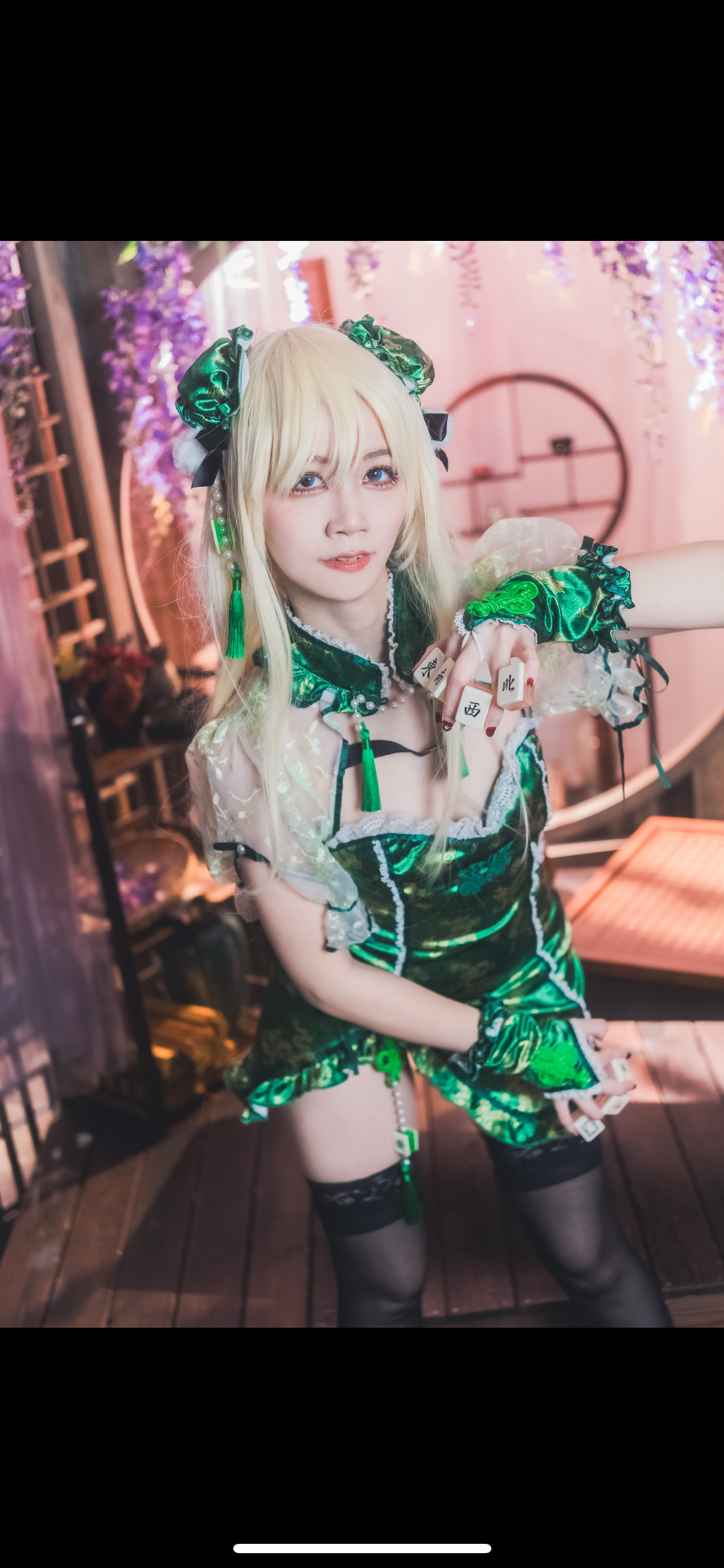 +綠色麻將旗袍拍立得+