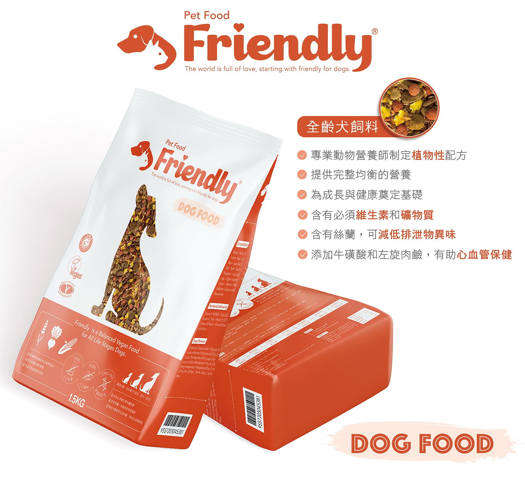 素食狗飼料 Friendly友善 1.5kg 植物性低敏全齡犬飼料（純素） 英國進口原料