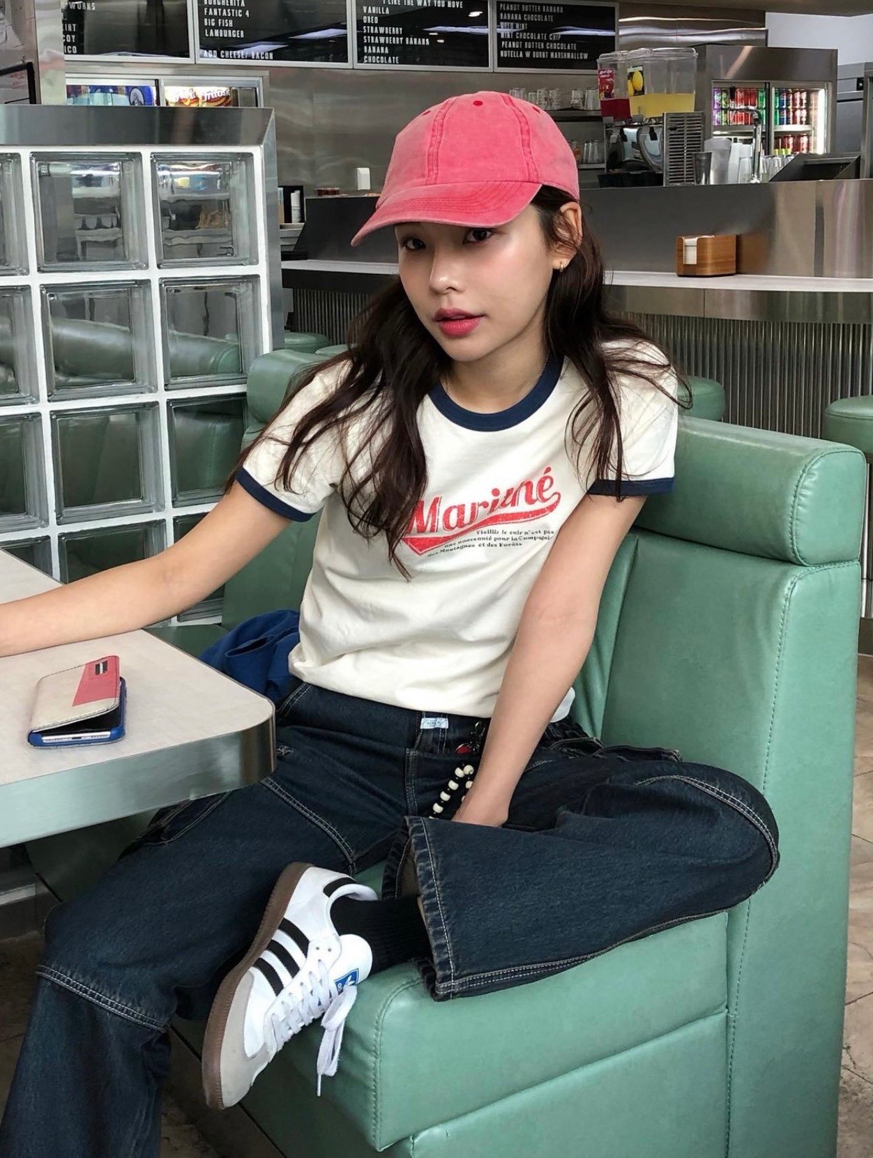 Marithe VINTAGE BASEBALL RINGER TEE ivory