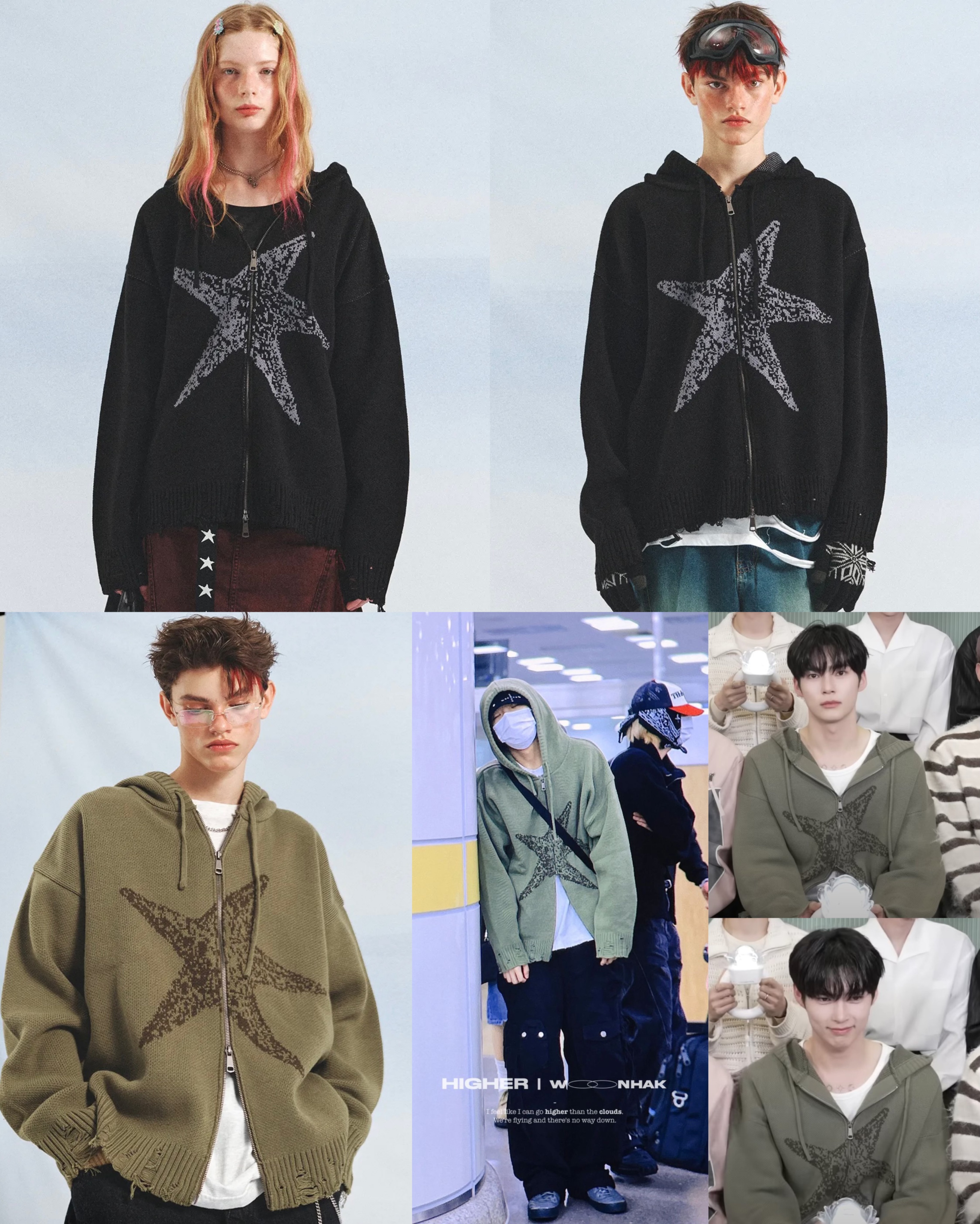 成韓彬/金雲鶴同款⚠️ Mainbooth Starfish Hood Zip-Up Sweater