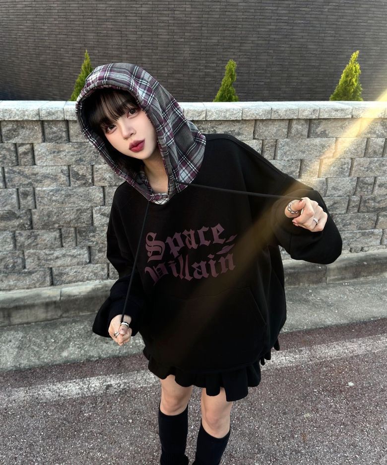 李涵/金泰來同款 HOODHOOD 스페이스 빌런 체크 후드
