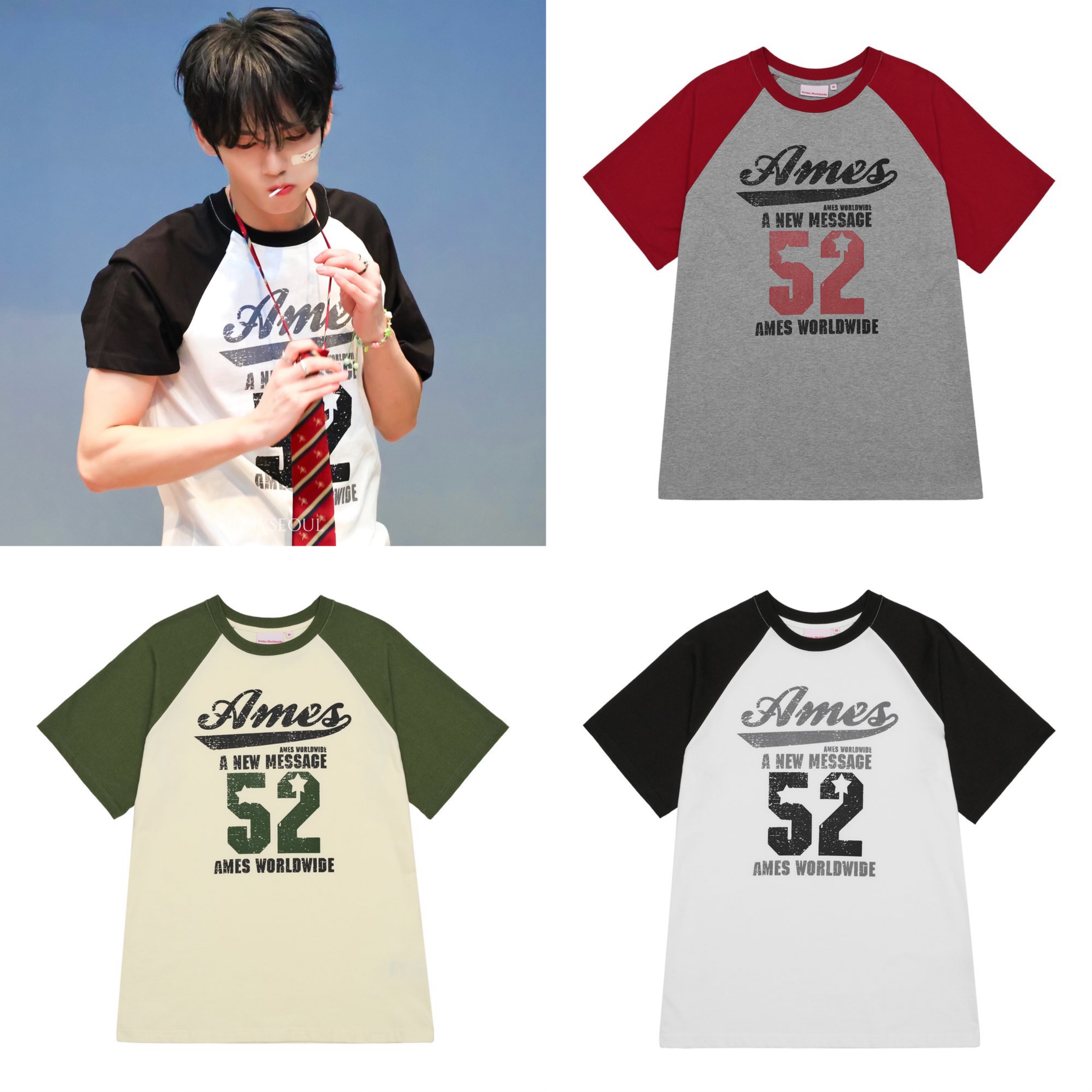 Ames worldwide 52 LOGO RAGLAN TEE