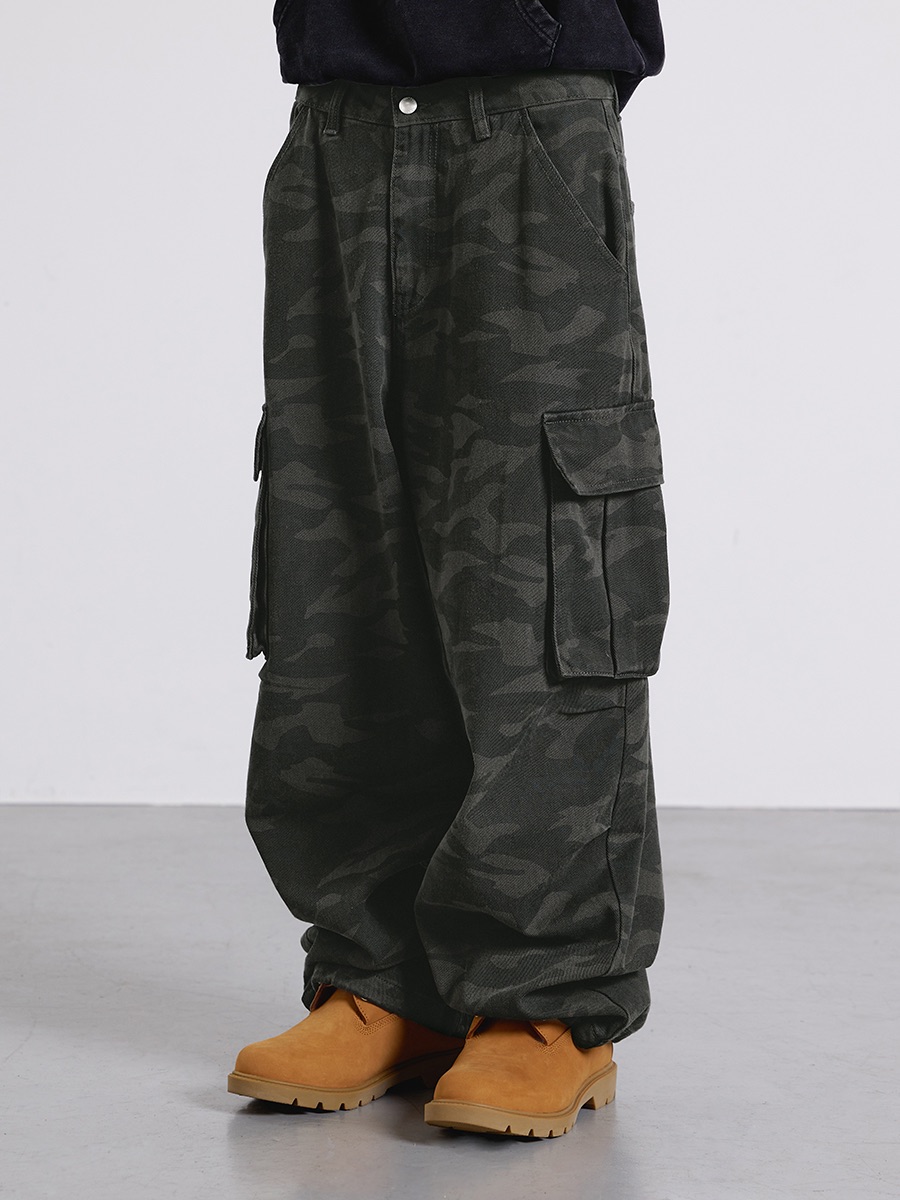 Filluminate 迷彩長褲 有伸縮繩 밀리터리 카고 팬츠