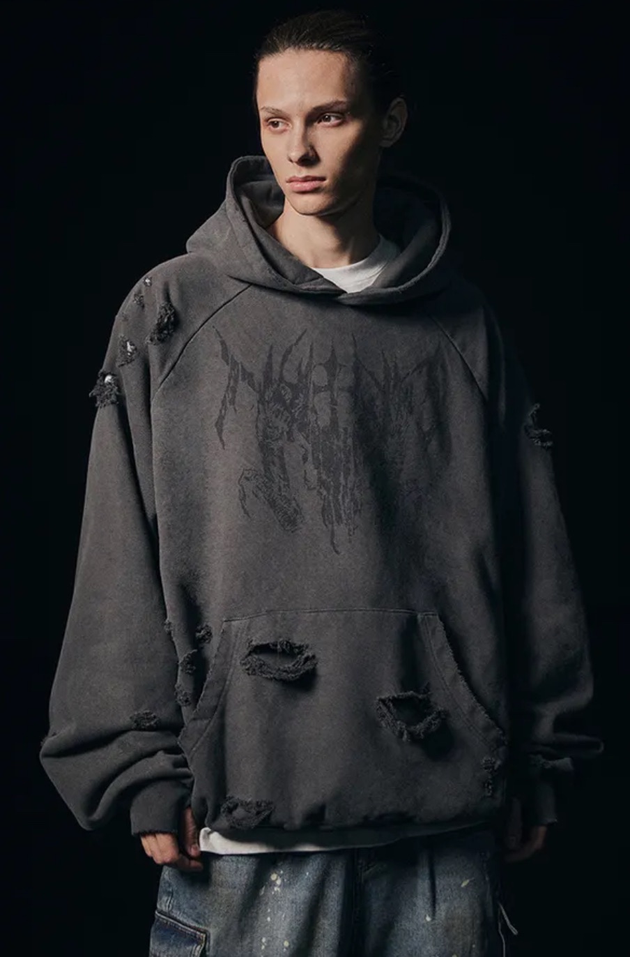 NOT4NERD Destroyed Pigment Goat Pullover Hood