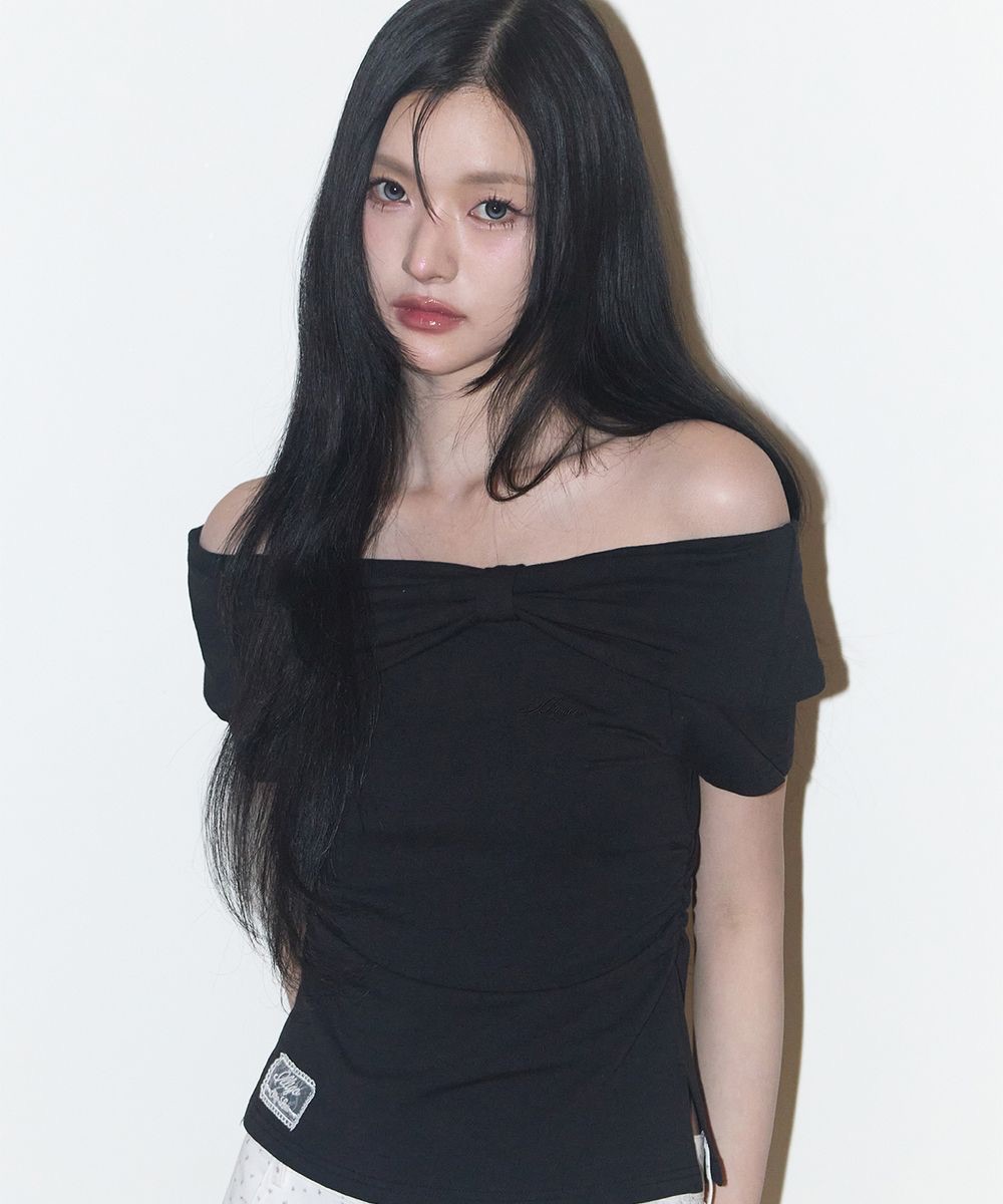 高恩 x illigo bow off shoulder tee 보우 오프숄더 티