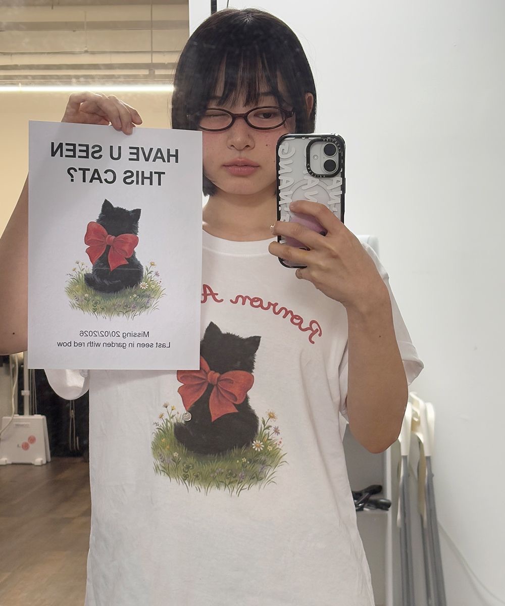 Ronron RIBBON CAT BASIC FIT T SHIRT