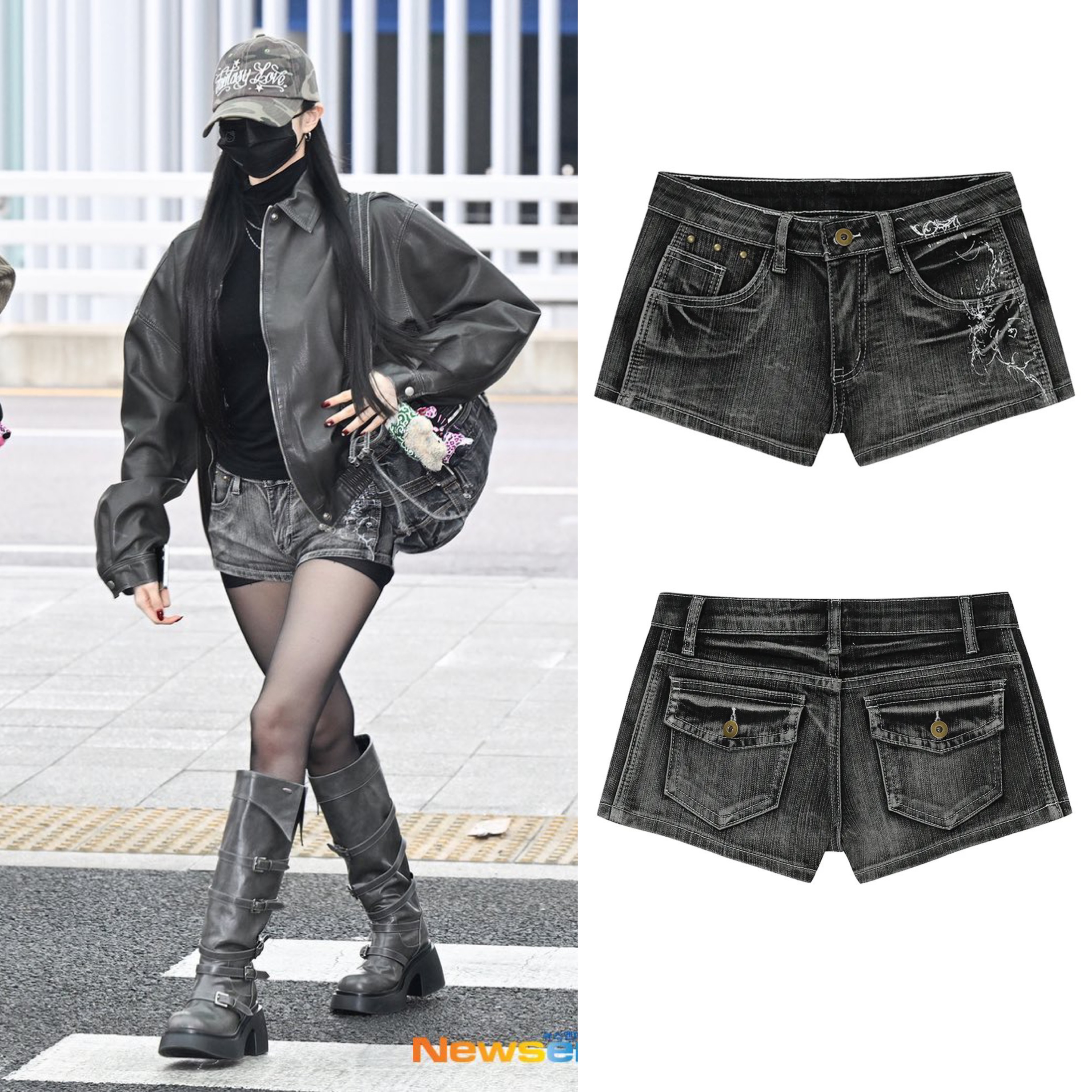 GILAARCHIVE TATTOOED GRAPHIC DENIM SHORTS