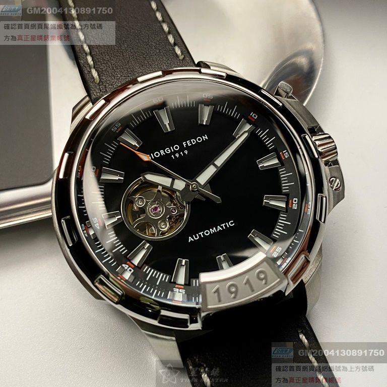 GiorgioFedon1919手錶，編號GF00056，46mm銀錶殼，深黑色錶帶款