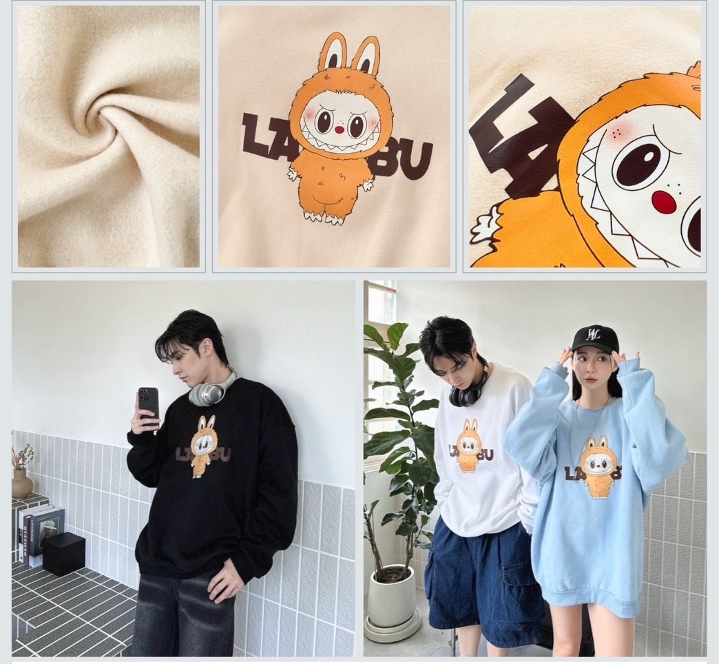 拉噗噗印花大學T 80781