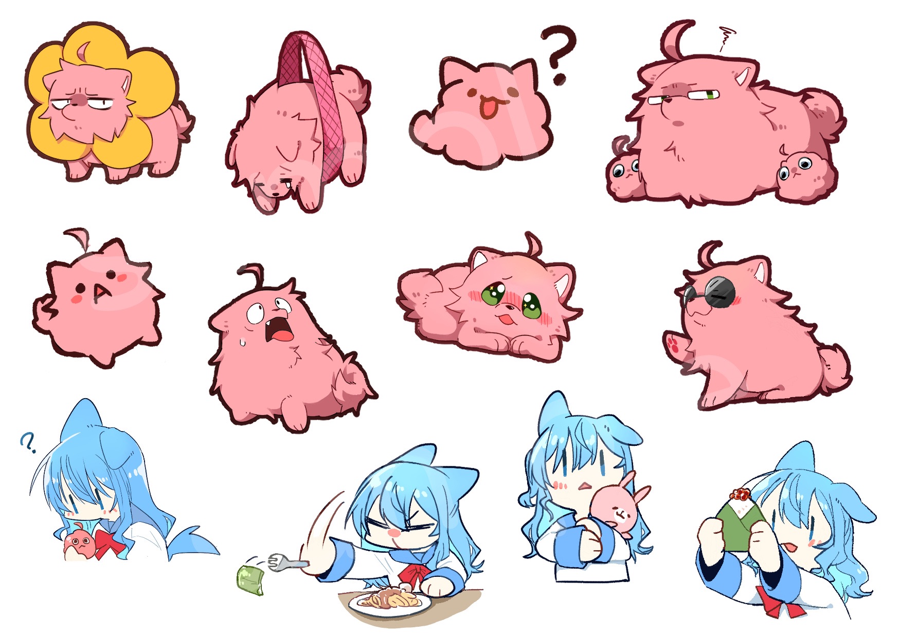 twmksui.小花與sui汪透明貼紙組/夜光小花貼紙