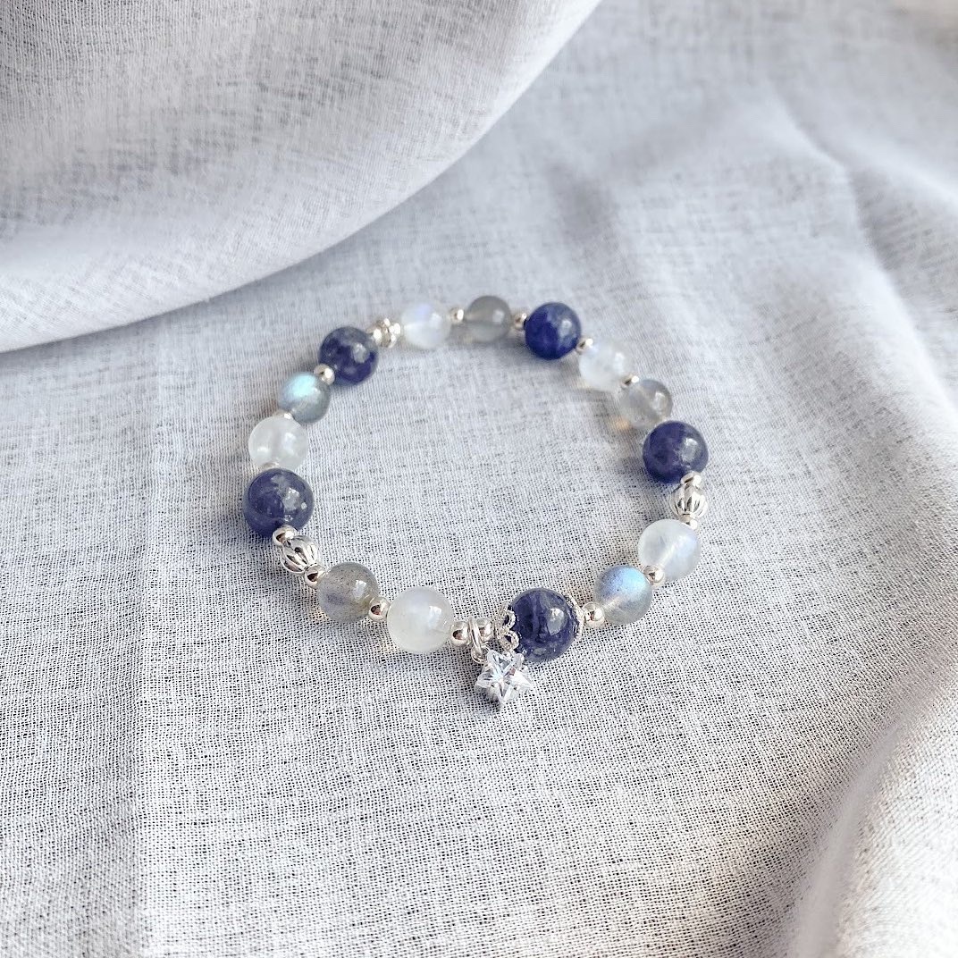 【夏夜銀河】- 菫青石月光石拉長石手鍊