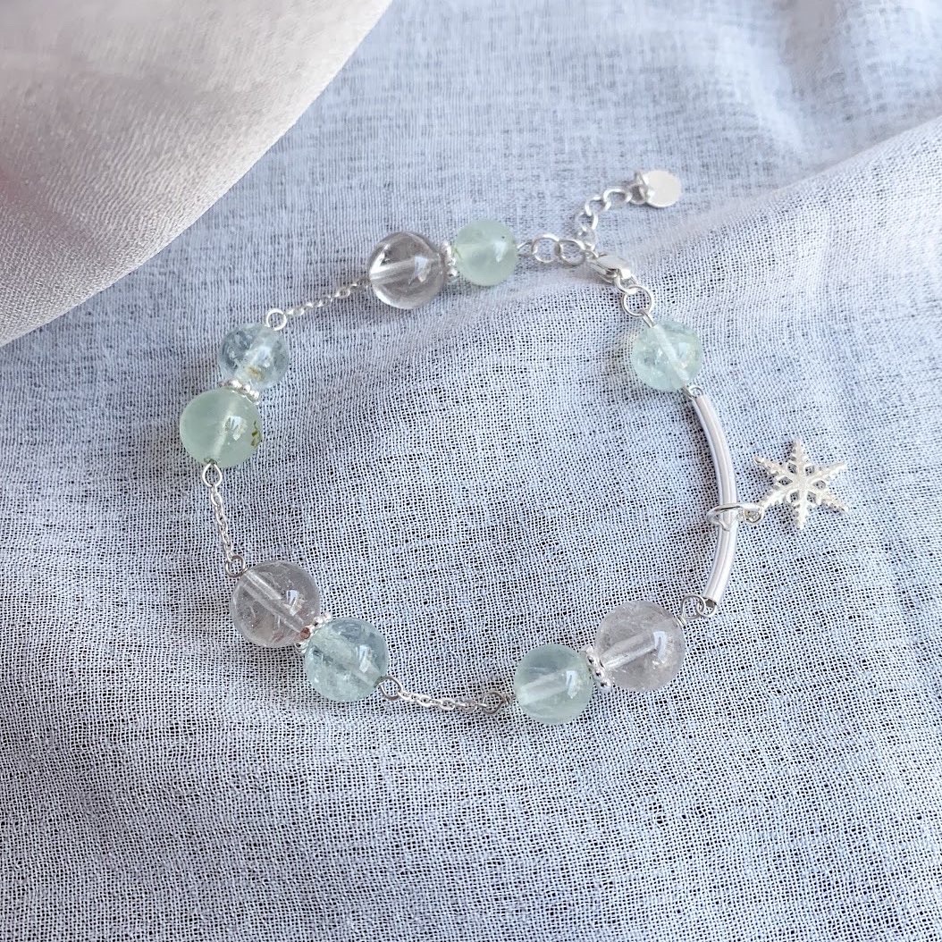 【靜謐湖岸】- 綠色海藍寶阿賽斯特萊葡萄石手鍊