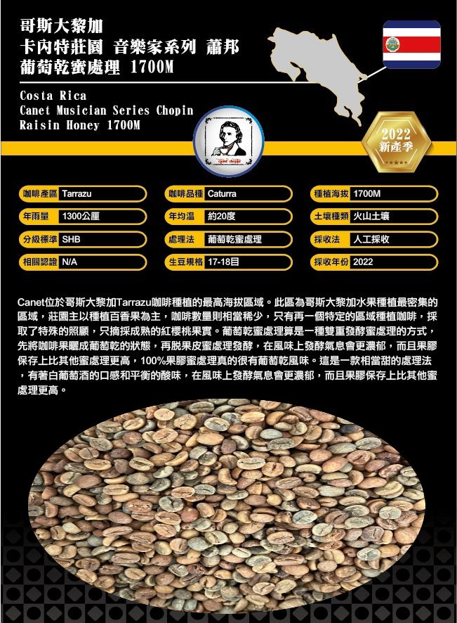 2024哥斯大黎加音樂家系列蕭邦葡萄乾蜜處理+莫札特葡萄乾蜜處理