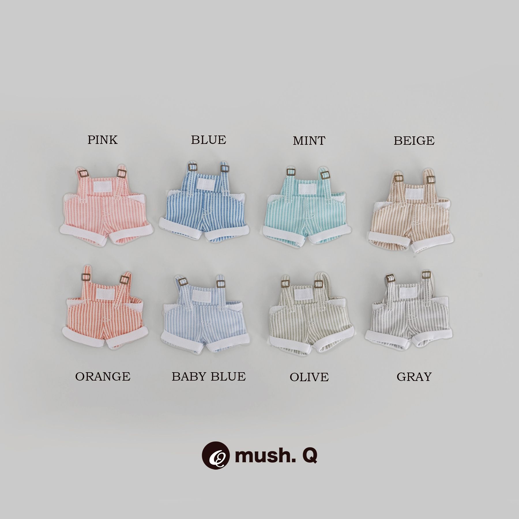 mush.Q 棉花娃  條紋吊帶褲 15cm、10cm、ぬい。