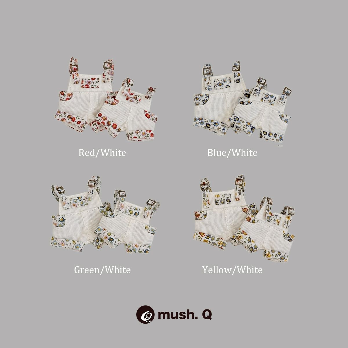 mush.Q 棉花娃 碎花吊帶褲-15cm、 10cm、ぬい