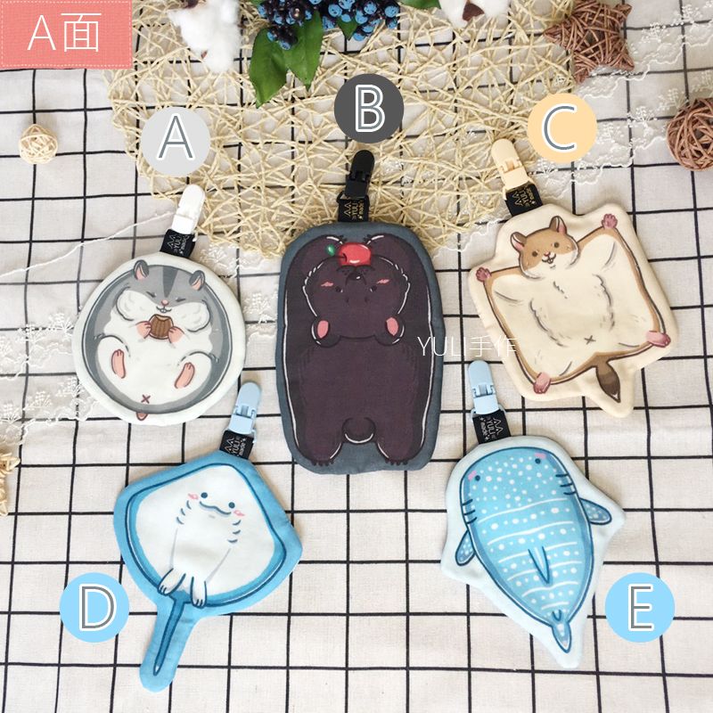 綜合動物手帕夾2.0版-雙面皆有圖-8層紗