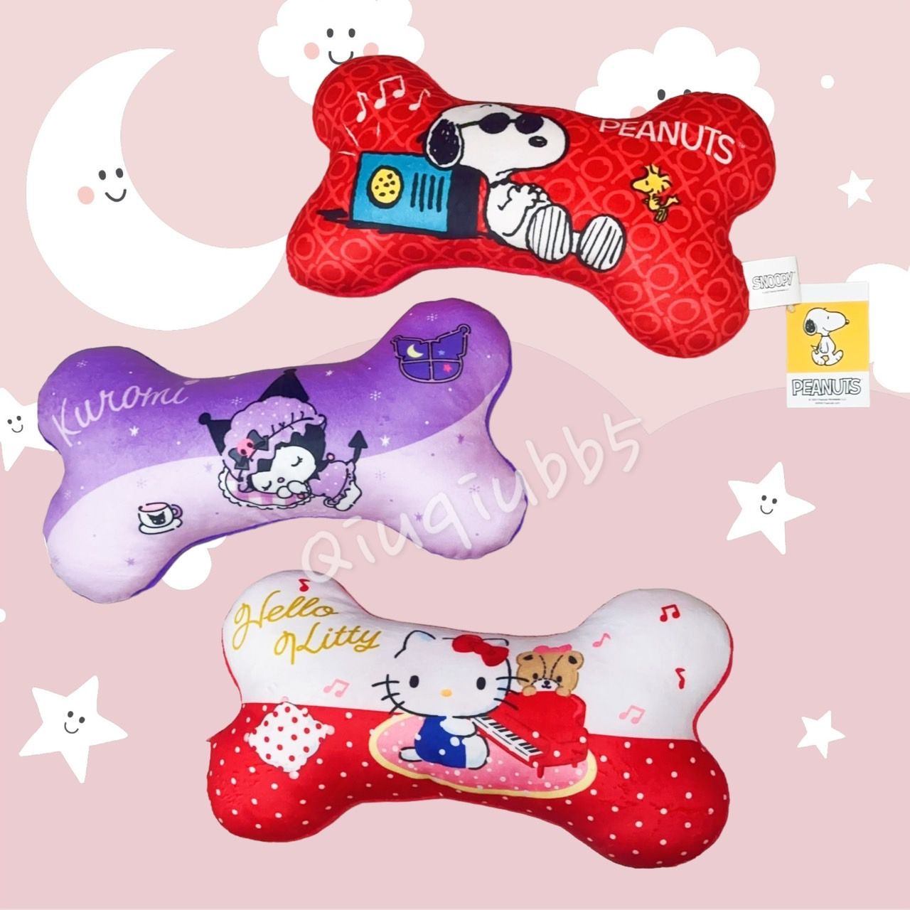 薴萌樂園🌺三麗鷗 Hello Kitty KT 酷洛米 史努比 骨頭造型抱枕 腰枕 骨頭枕 小枕頭 正版授權 禮物