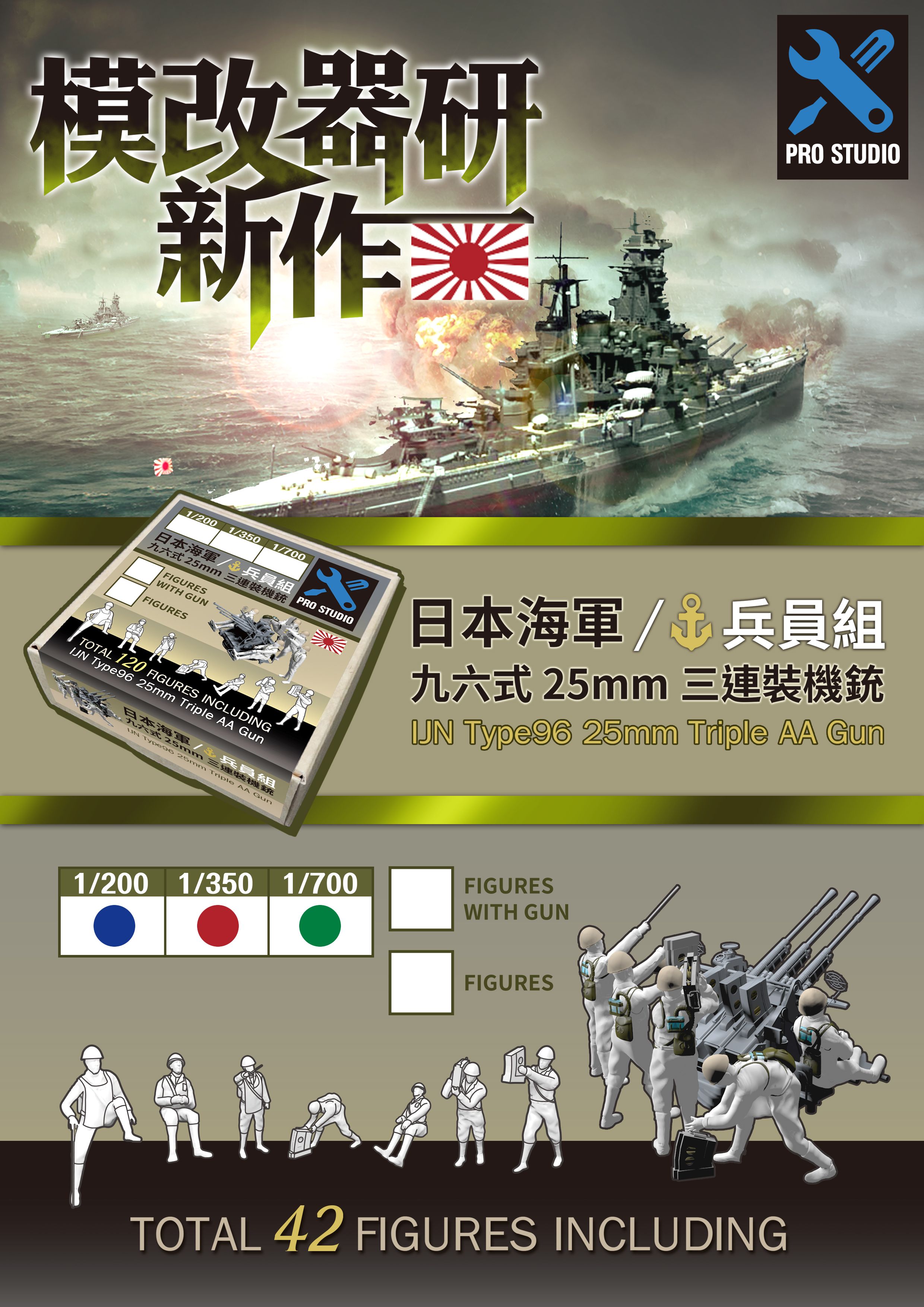 【小兵立大功系列】日本海軍 九六式 25mm 三連裝機銃 模型
