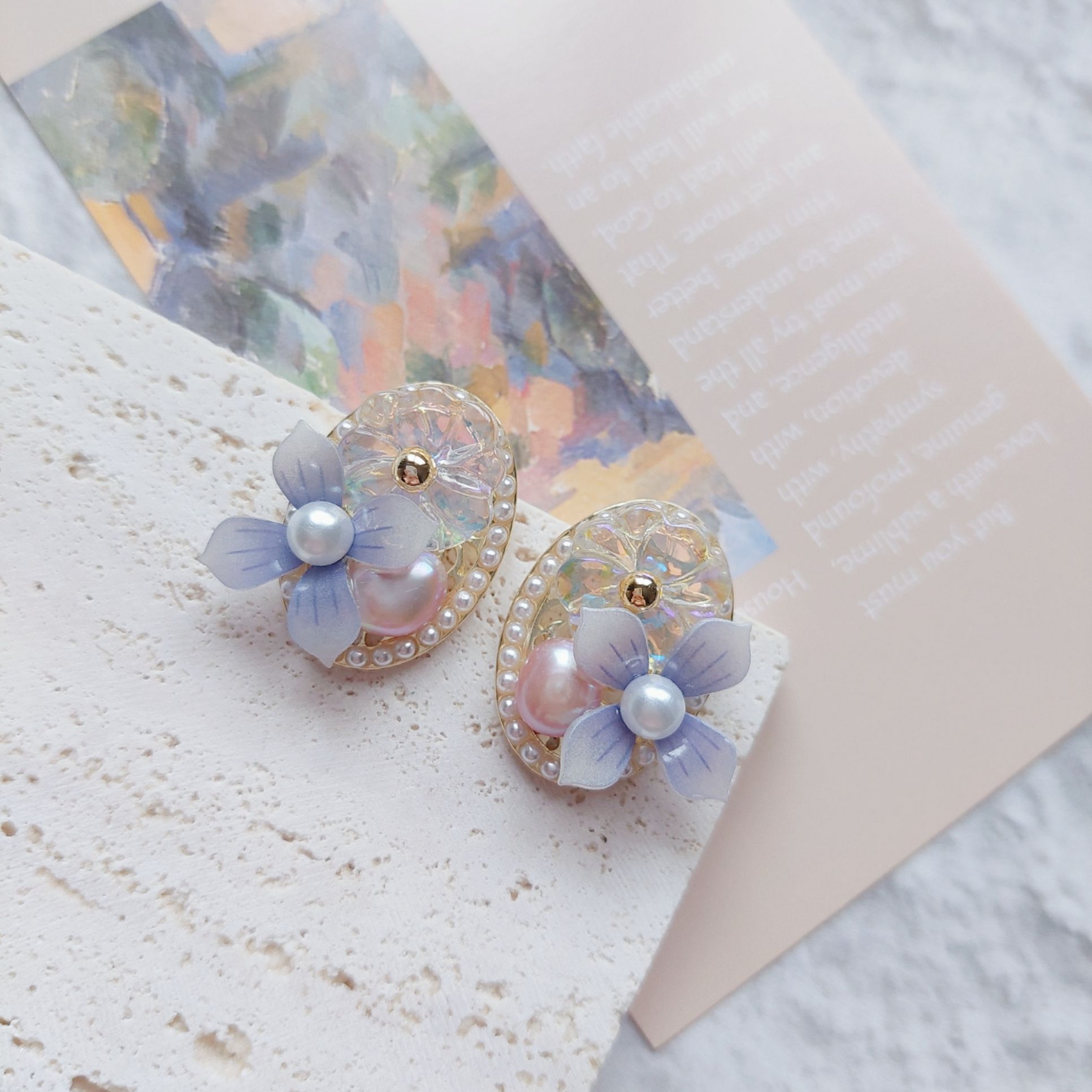 ＜市集限定＞紫陽花圈的珍珠耳環