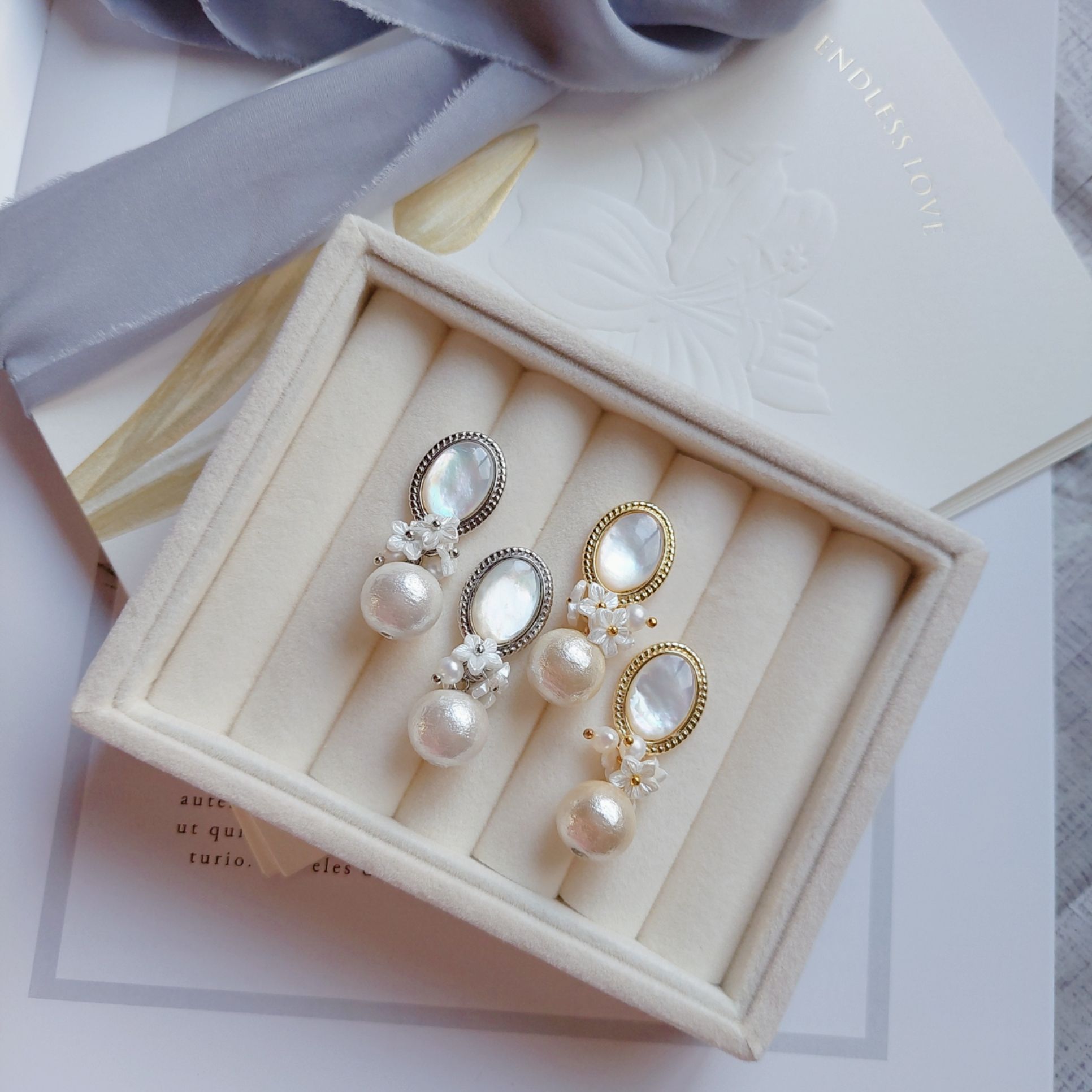 ＜市集限定＞貝殼夢境珍珠設計耳環