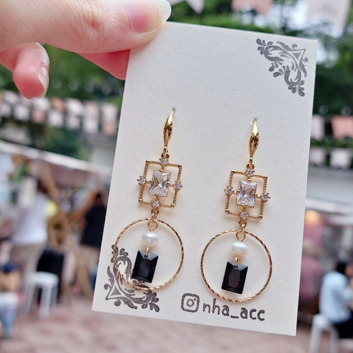 ＜市集限定＞復古鋯石設計耳環