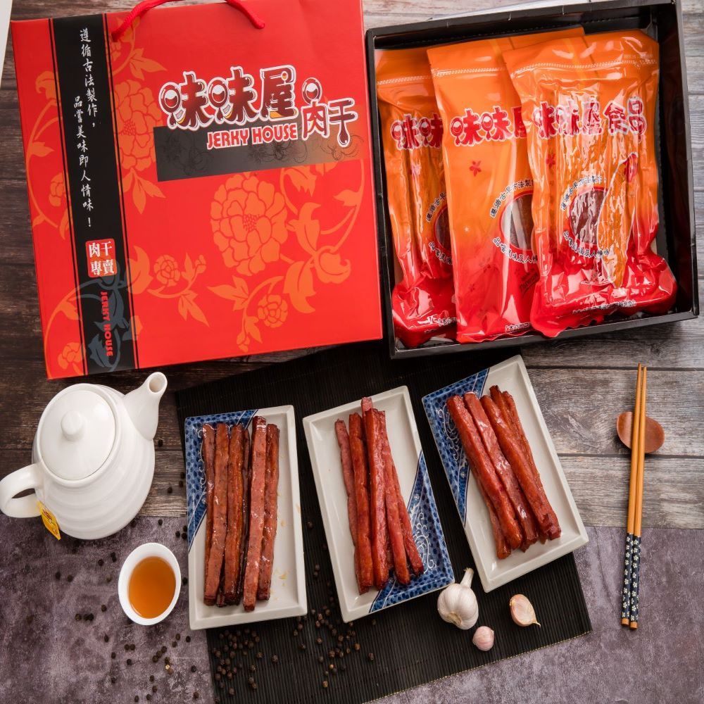 【味味屋肉乾】味味棒經典肉乾禮盒（味味棒蜜汁180g+味味棒黑胡椒180g+味味棒蒜香味180g）