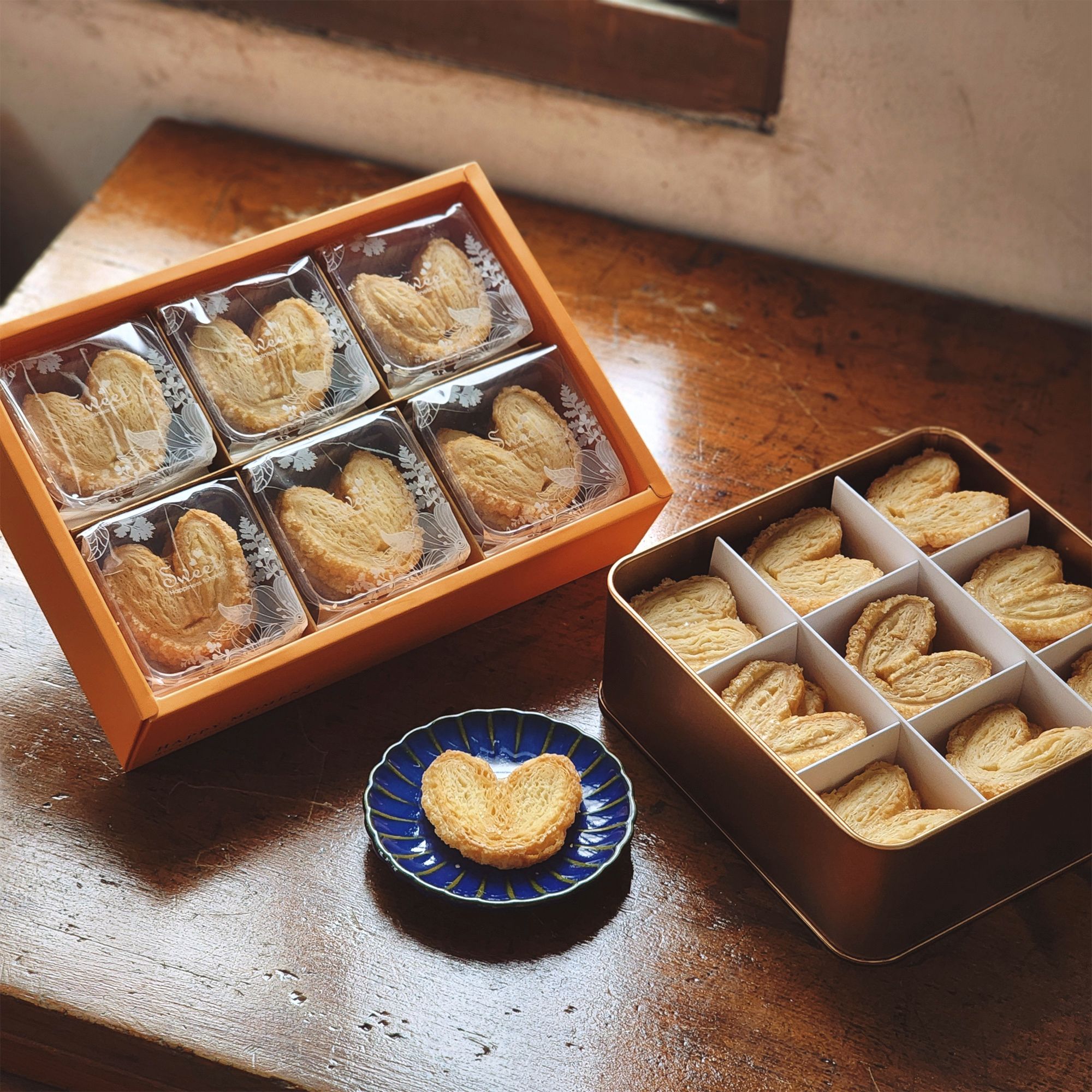 【湘和記】浪漫愛情蝴蝶酥禮盒 （六宮格/九宮格） 愛心餅乾 蝴蝶餅乾（附提袋）