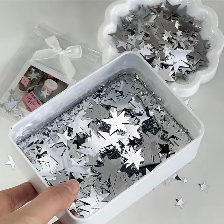 【預購】裝飾用銀色星星亮片