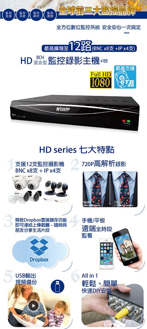 8路混合型數位監控錄放影機_HD881